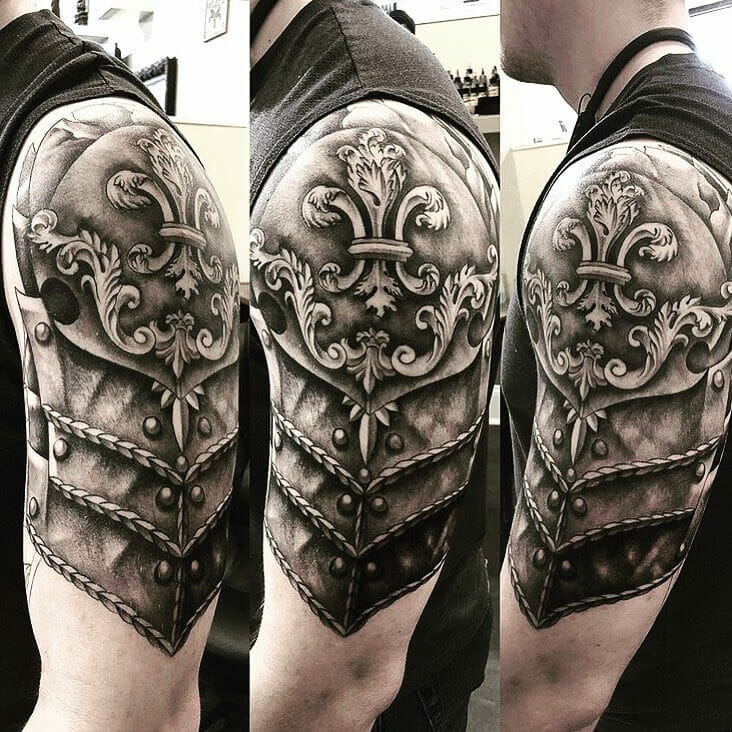 9 Latest Armor Sleeve Tattoos To Inspire You In 2024! 14 Gorgeous Armor Tattoo Ideas For Your Shoulder
