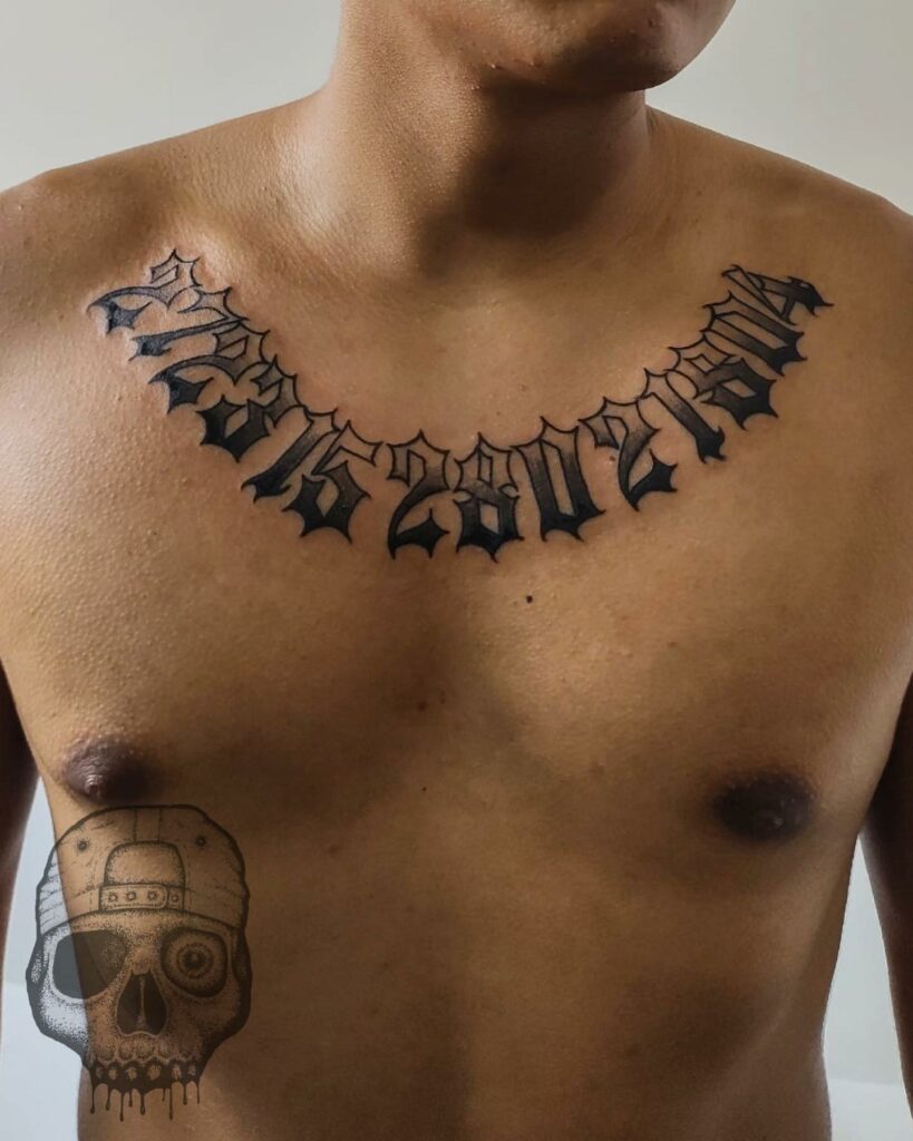 20+ Gothic Tattoo Number Fonts Ideas That Will Blow Your Mind! 17 Gothic Numbers on Chest