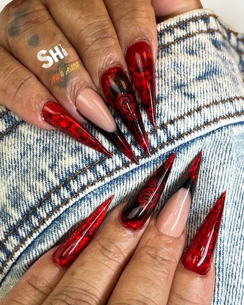 Express Yourself with 30 Emo Nail Designs in 2024 42 Gothic Roses witchy nails