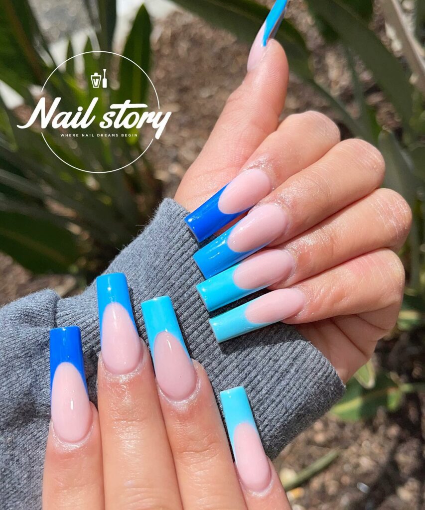34 Latest Blue Acrylic Nail Designs To Try in 2024 29 Seamless Gradient Blue Acrylic Nails
