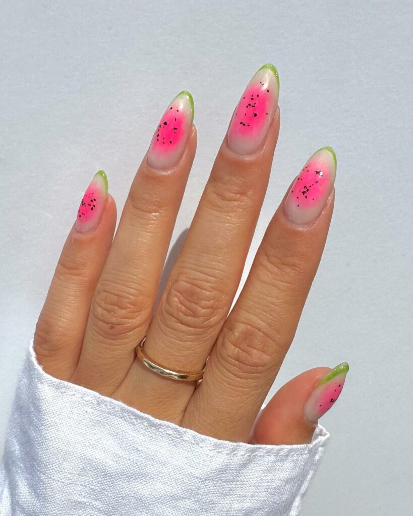 29 LATEST WATERMELON NAIL DESIGNS TO TRY IN 2024! 13 Gradient French Watermelon Nails Fusion