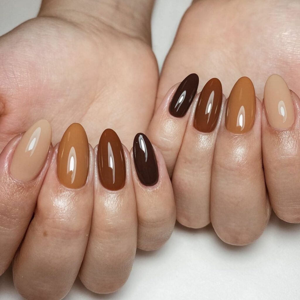 Bring Warmth with 20 Light Brown Nail Ideas in 2024 29 Warm Gradient Light Brown Nails
