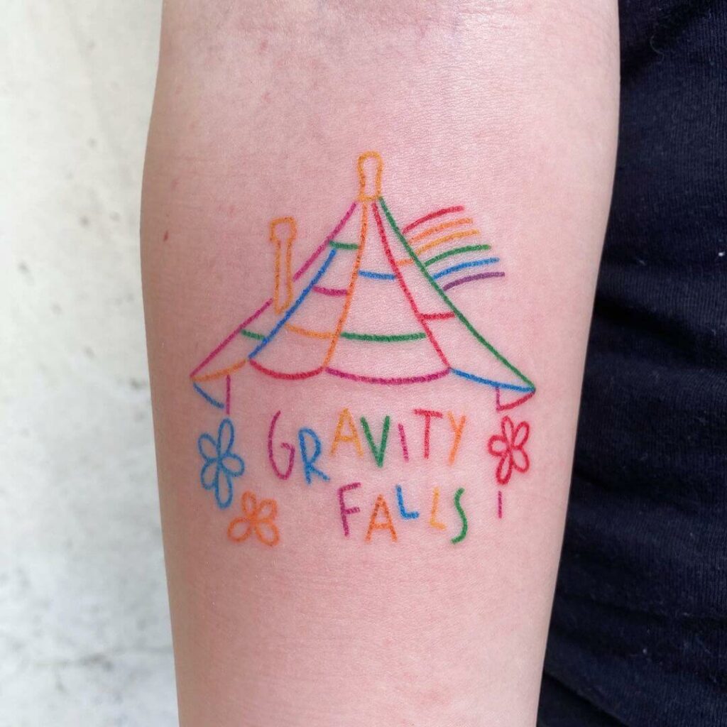 10+ Gravity Falls Tattoo Ideas That Will Blow Your Mind! 18 Gravity Falls Hand Poke Rainbow Tattoo