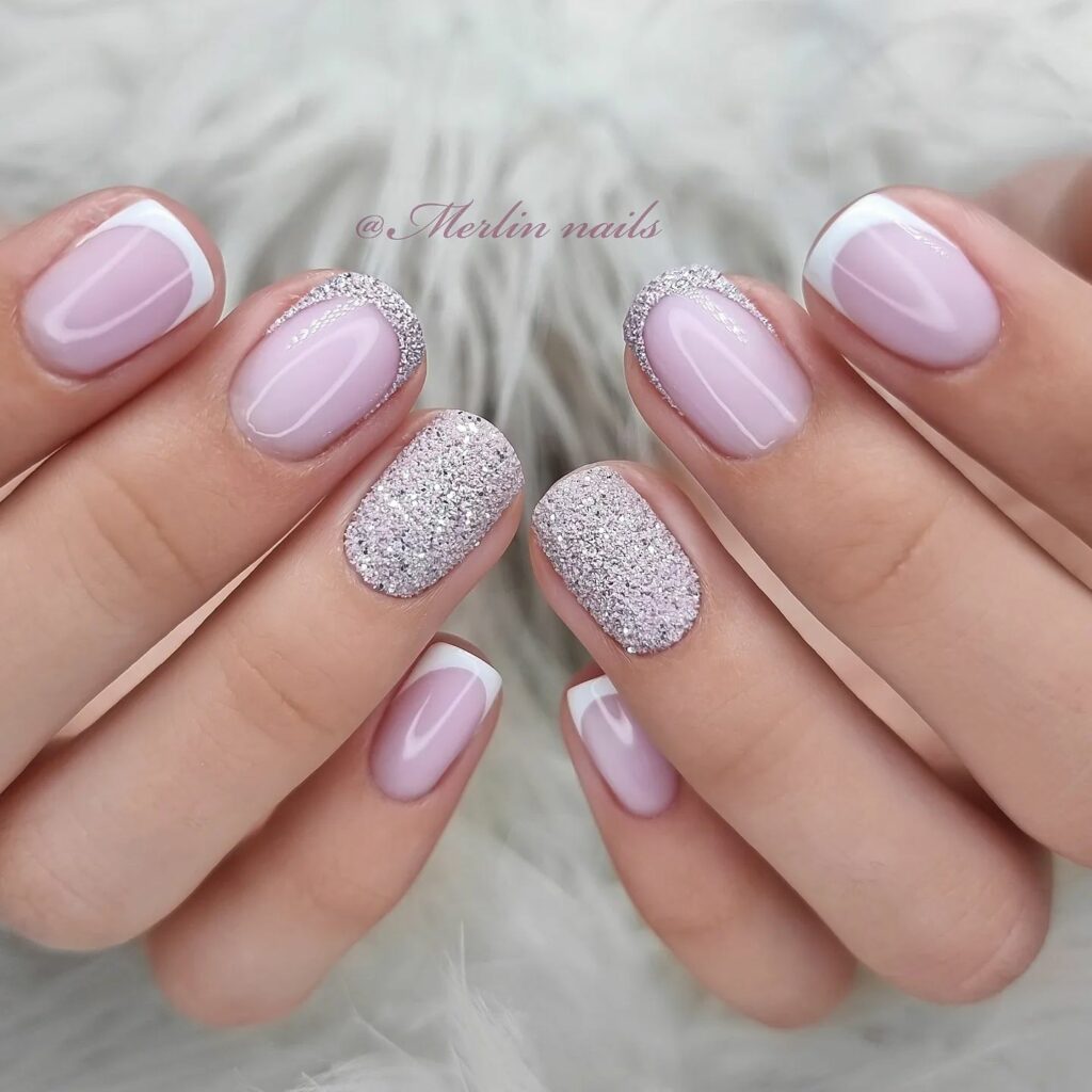41 Latest Easter Nail Designs To Try This Season! 29 Gray and Pink Glitter