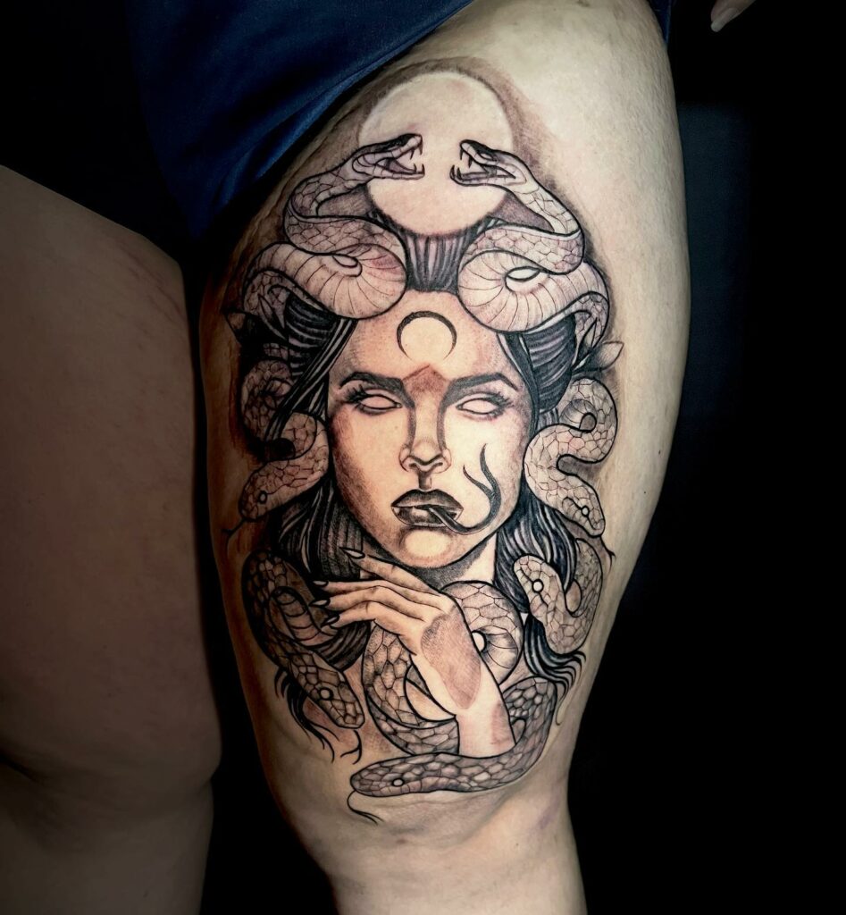 11+ Medusa Thigh Tattoo Ideas That Will Blow Your Mind! 15 Greek Mythology Tattoos On Thigh
