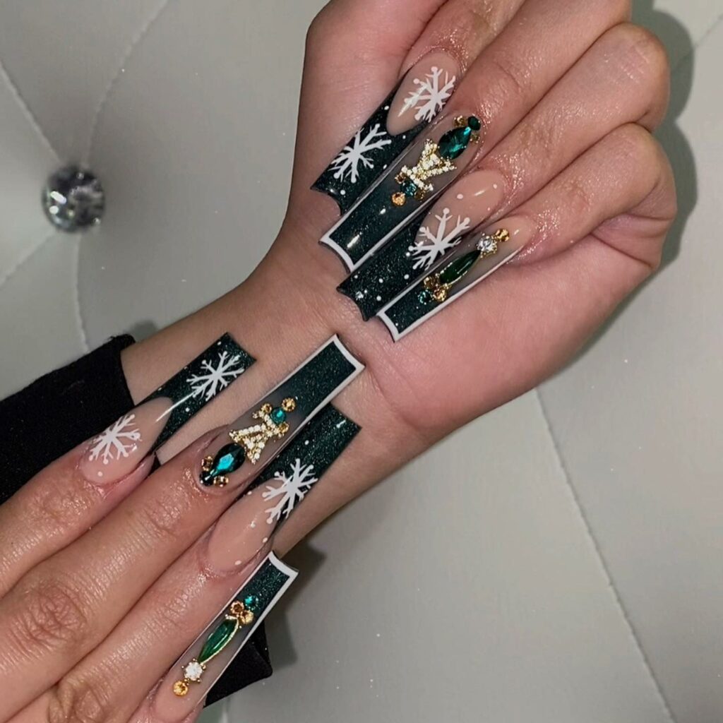 Get Festive with 30 Acrylic Christmas Nail Ideas in 2024 21 Green Acrylic Christmas Nails