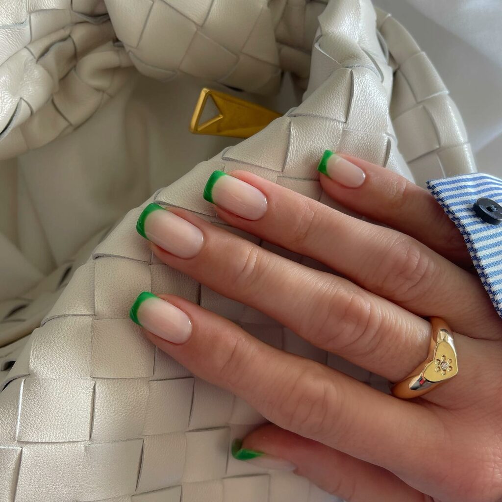 Try 30 Green French Tip Nail Designs of 2024 37 Nude and Green French Nails