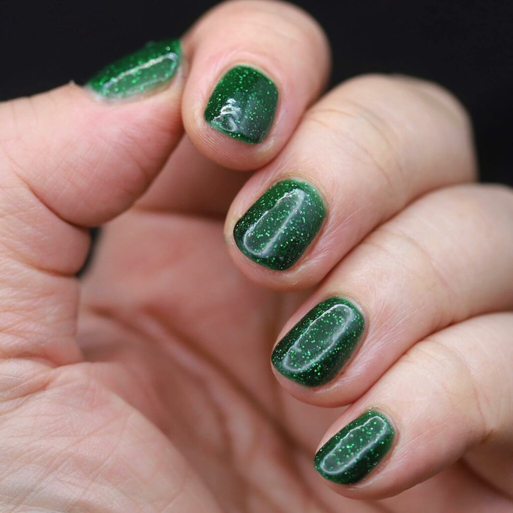 Get Creative with 39 Cute Short Nails Designs for 2024 49 Green Glitter Bomb