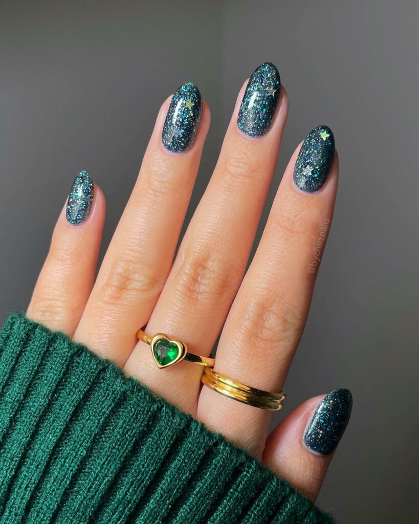 Sparkle and Shine with 33 Glitter Christmas Nail Ideas in 2024 32 Green Glitter Christmas Nails