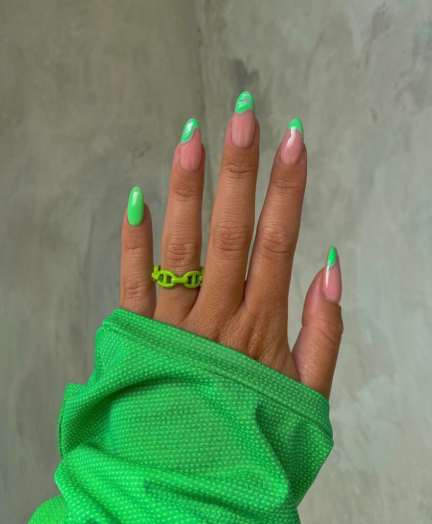 55 Latest Green Nail Ideas To Try In 2024! 87 Textured Forest Green Frenchies with a Matte Finish