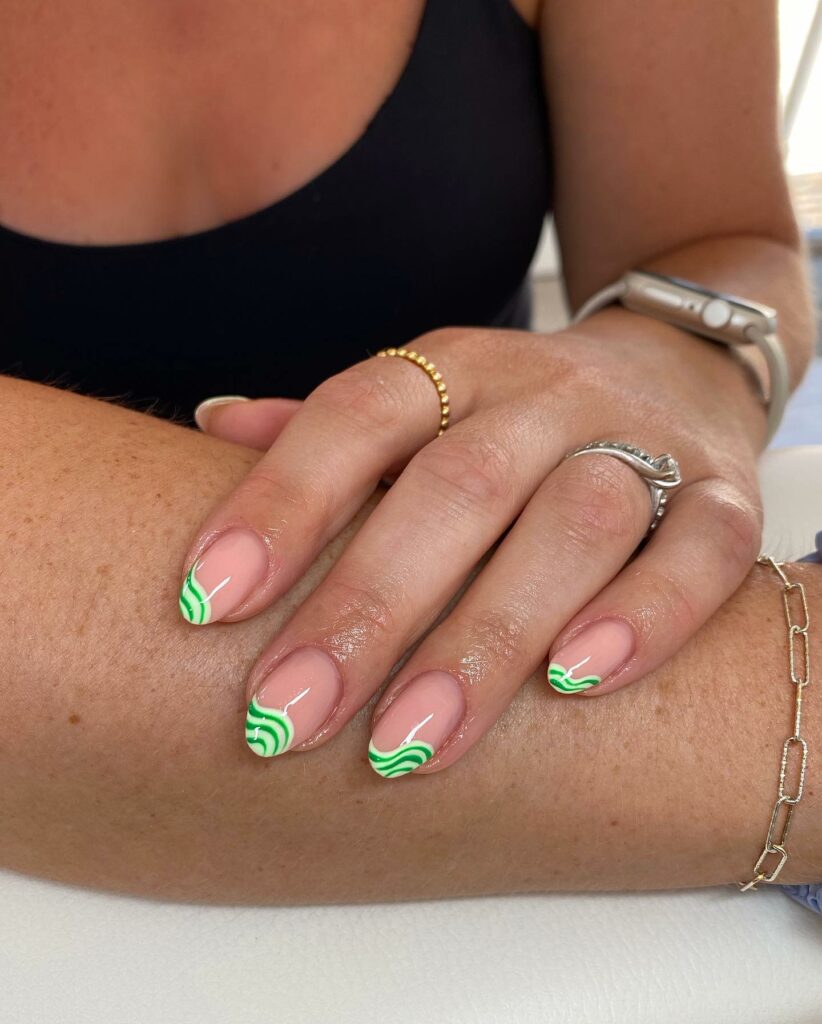 Try 30 Green French Tip Nail Designs of 2024 40 Green French Nails with Swirling Designs