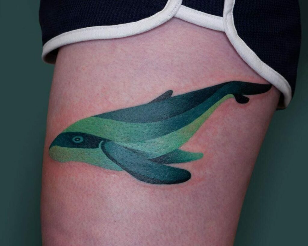 11+ No Outline Tattoo Ideas That Will Blow Your Mind! 15 Green Whale Tattoo