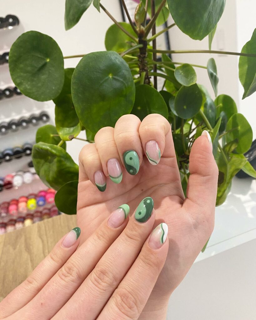 27 Latest Yin-Yang Nail Designs To Try In 2024! 32 Earthy Green Yin Yang Nails