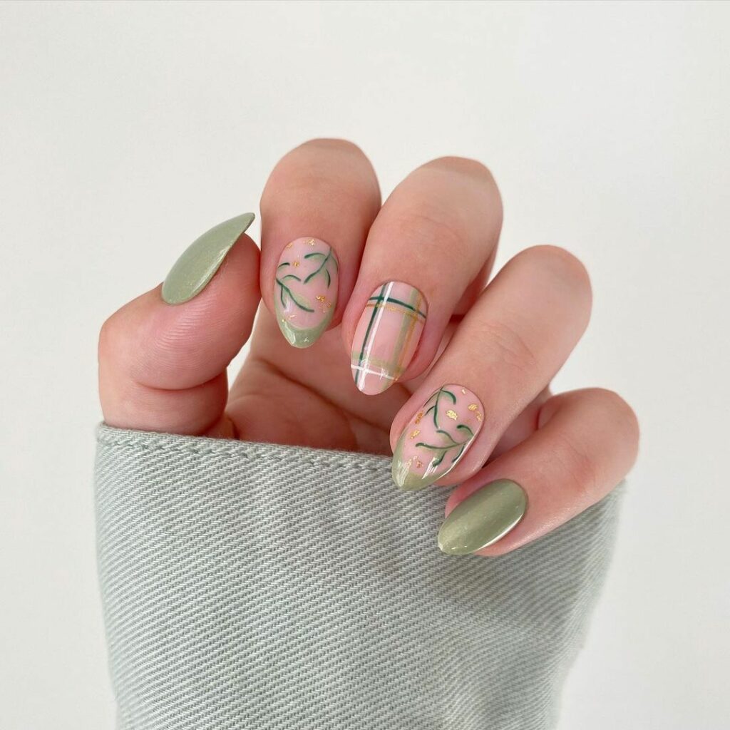 Discover 36 Sage Green Nail Designs To Try in 2024 27 Green and Black Dot