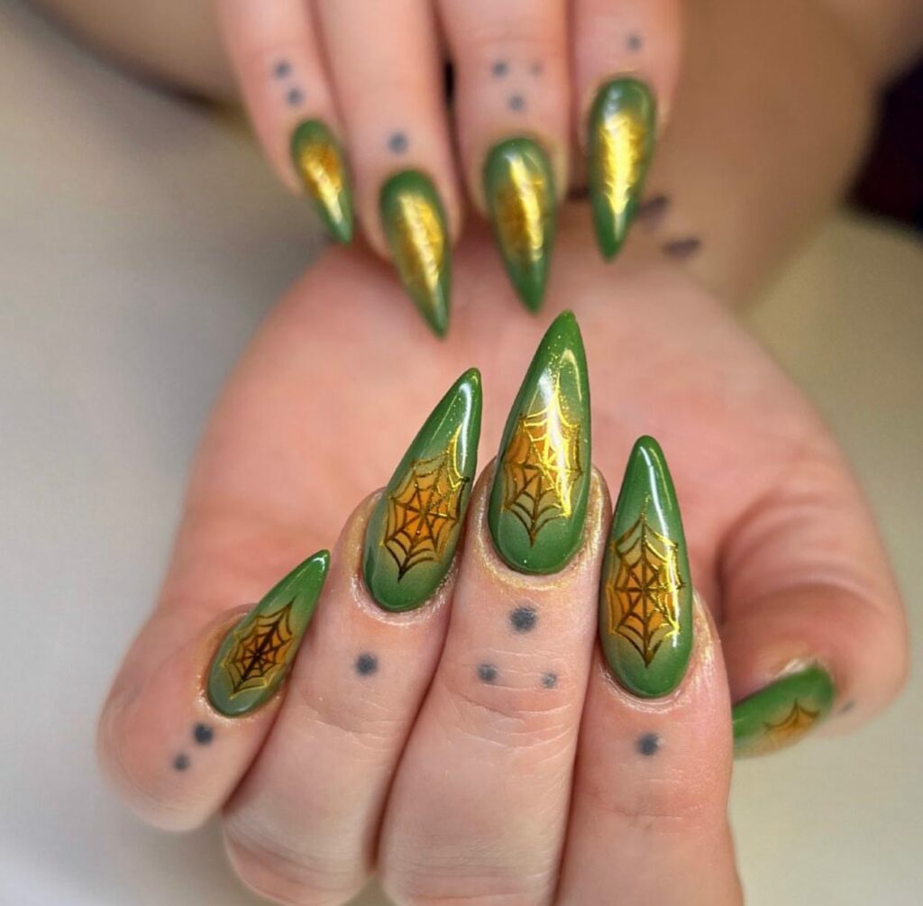Shine Bright with 50 Rose Gold Nail Designs for 2024 55 Green gold nails