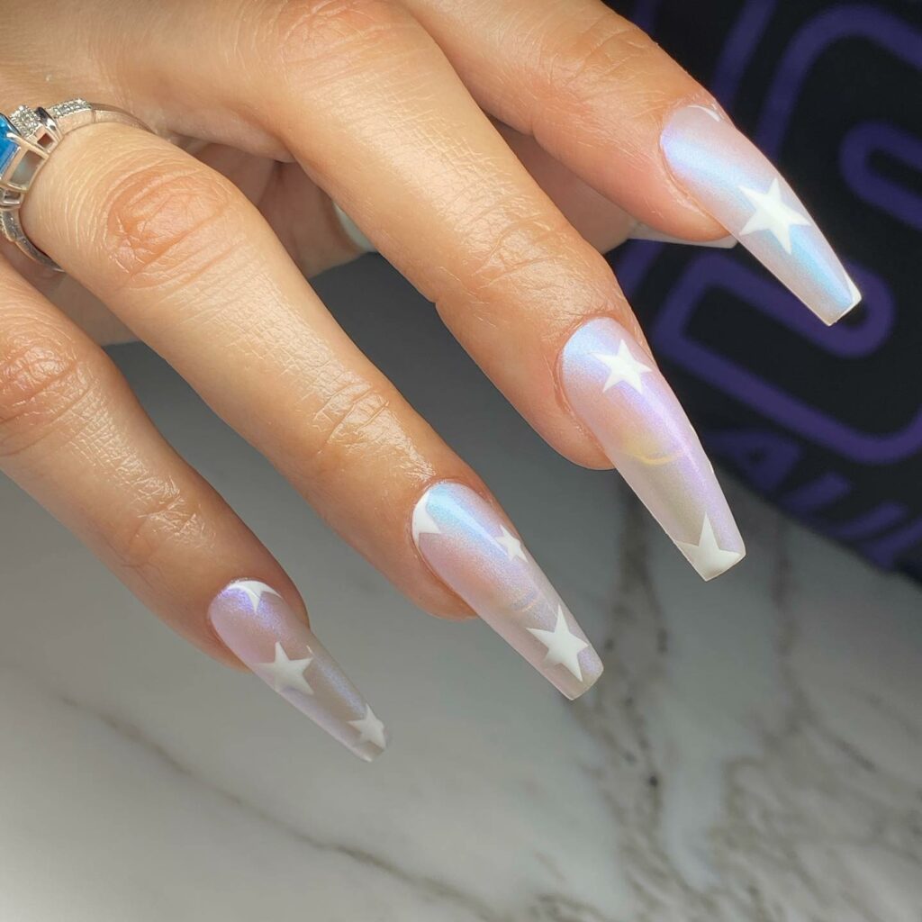 Mesmerizing Galaxy Nail Designs to Try in 2024 π 30 Grey Nails with Gold Stardust