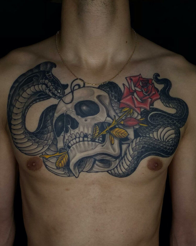 11+ Grim Reaper Chest Tattoo Ideas That Will Blow Your Mind! 10 Grim Reaper Chest Tattoo