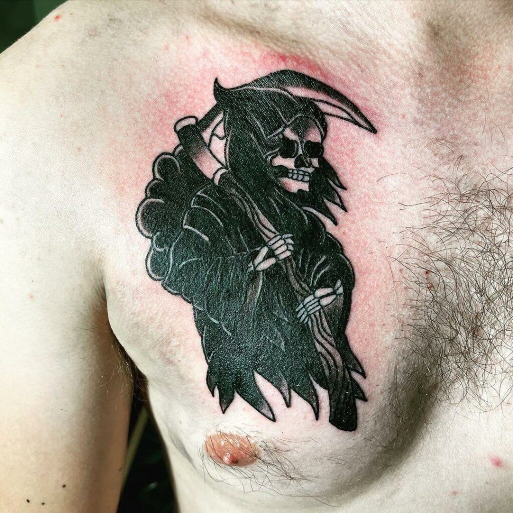 11+ Grim Reaper Chest Tattoo Ideas That Will Blow Your Mind! 17 Grim Reaper Inspirational Tattoo - Chest