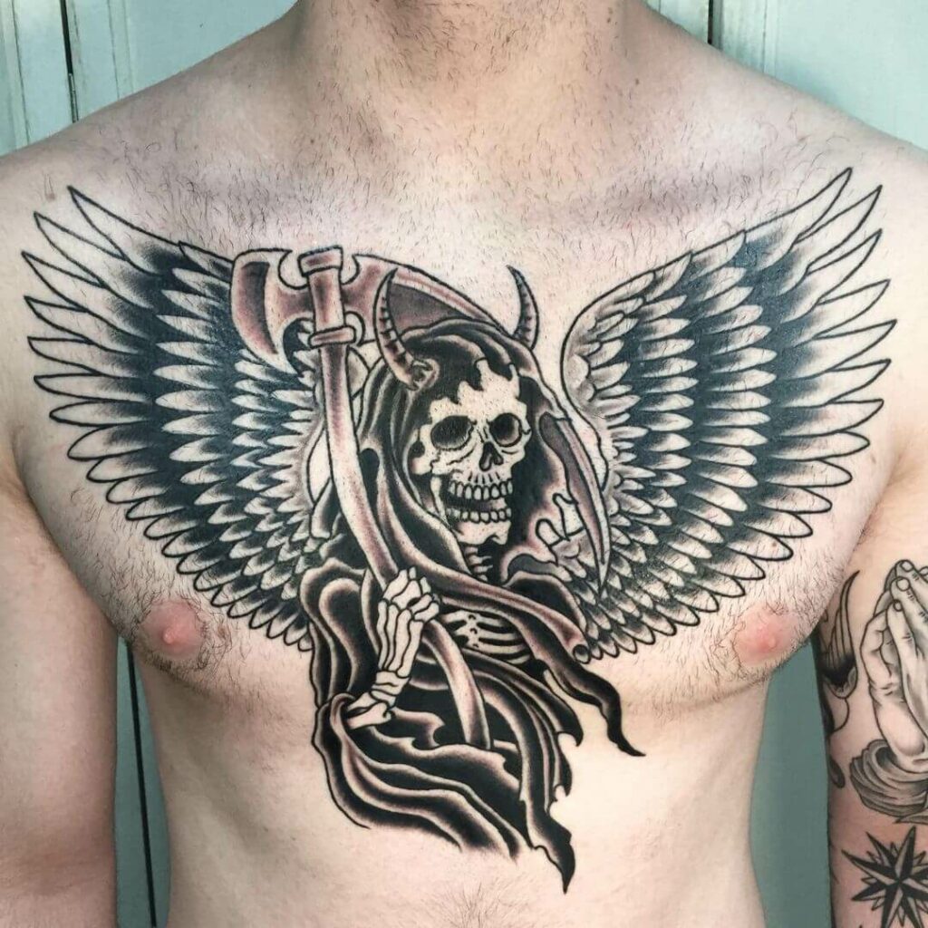 21+ Traditional Tattoo Flash Ideas You Have To See To Believe! 14 Grim Reaper Traditional Tattoos Flash