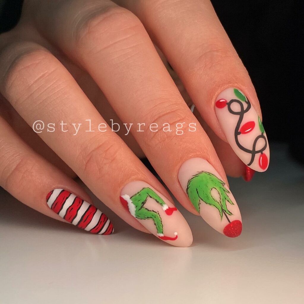 Embrace the Holiday Spirit in 2024 21 Grinch Goes Glam with Festive Nails