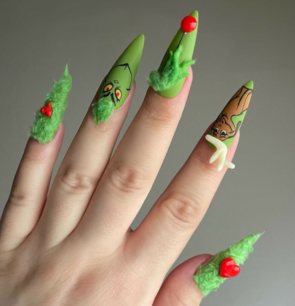 Embrace the Holiday Spirit in 2024 12 Grinch Nails