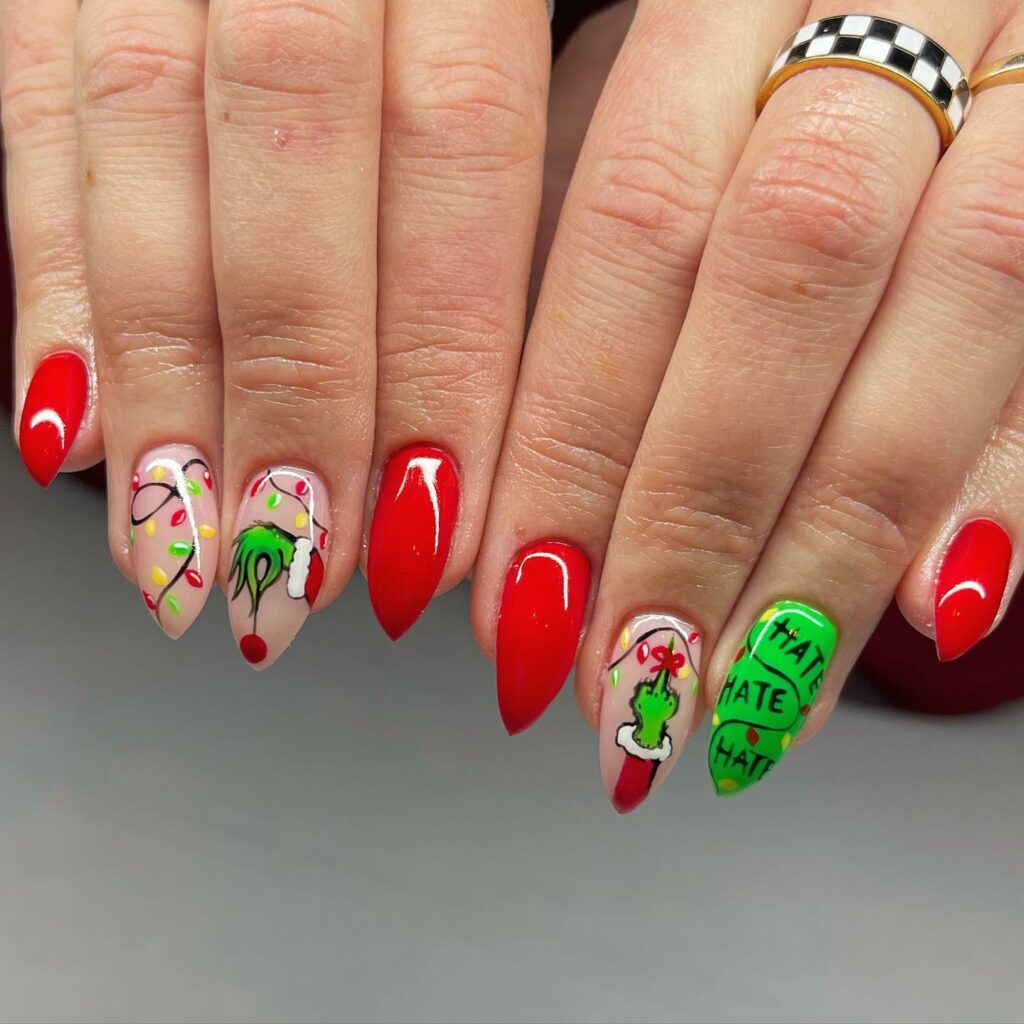 Embrace the Holiday Spirit in 2024 22 Grinch Nails with a Twist of Fun