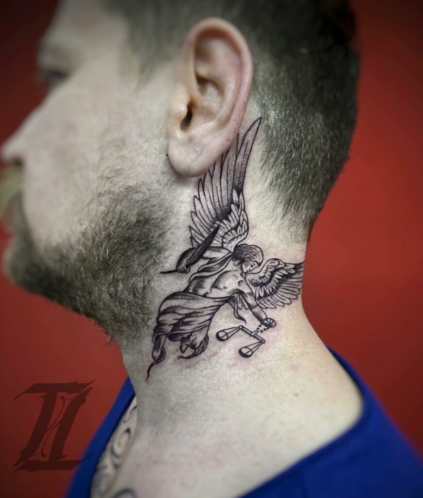 10+ Angel Neck Tattoo Ideas That Will Blow Your Mind! 11 Guardian Angel Michael Neck Tattoo