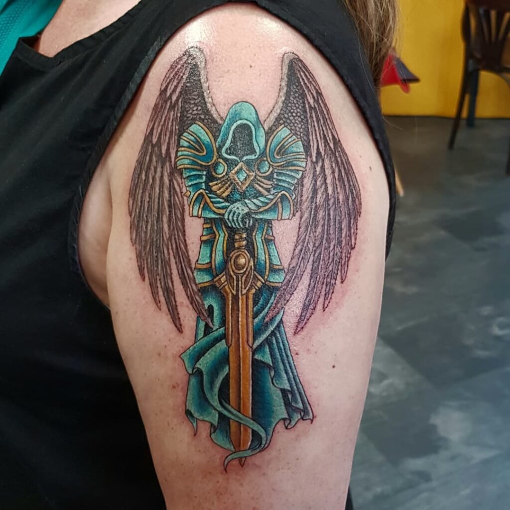 14+ Guardian Angel Tattoo Ideas You Have To See To Believe! 18 Guardian Angel Of Death Tattoos