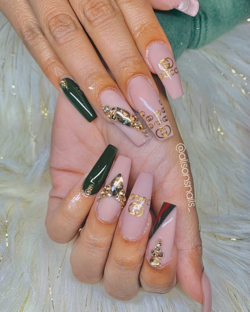 Get Graceful with 30 Ballerina Nail Designs for 2024 14 Gucci Prints