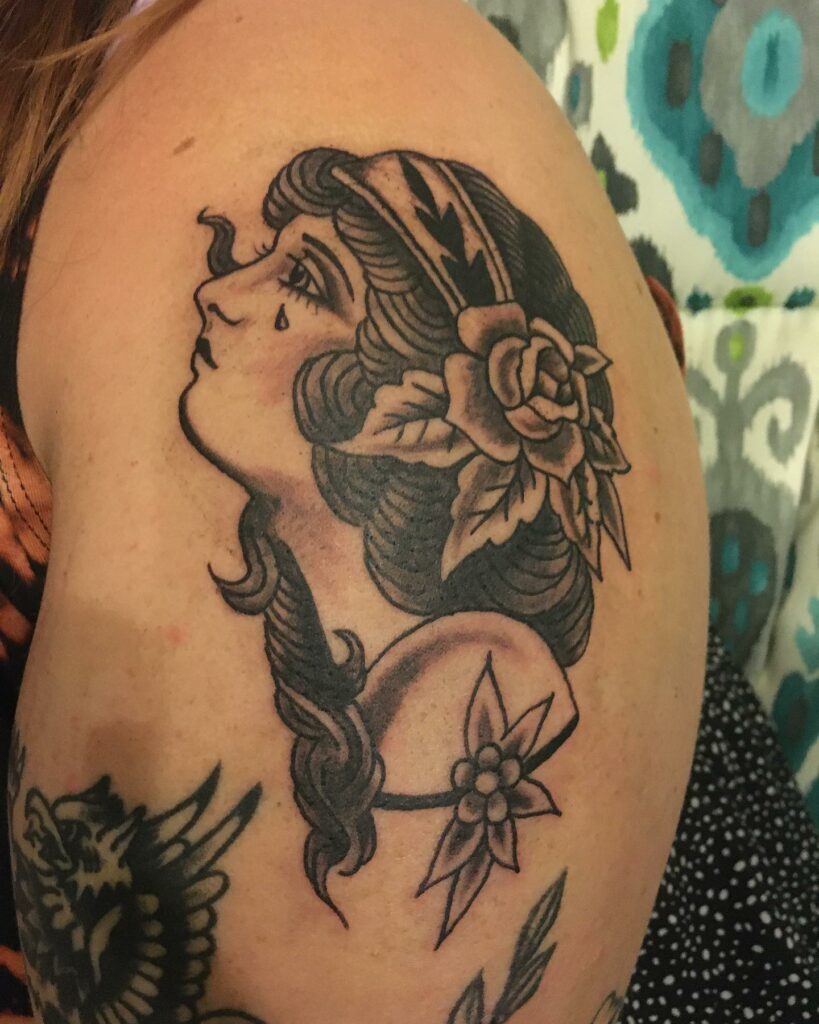 11+ Black American Traditional Tattoo Ideas That Will Blow Your Mind! 15 Gypsy Girl Tattoo