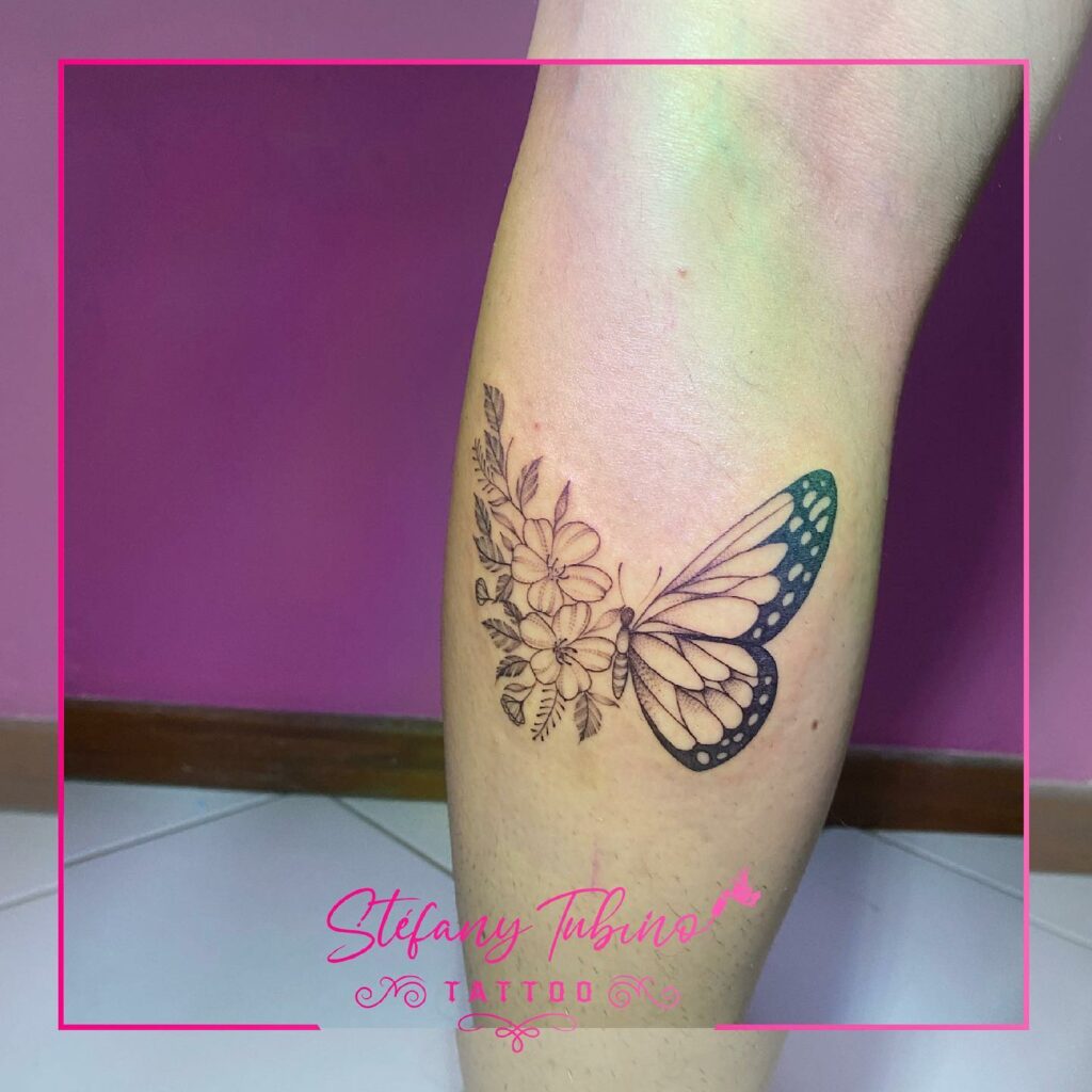 21+ Butterfly Back Tattoo Ideas That Will Blow Your Mind! 17 Half Butterfly And Flower Tattoo