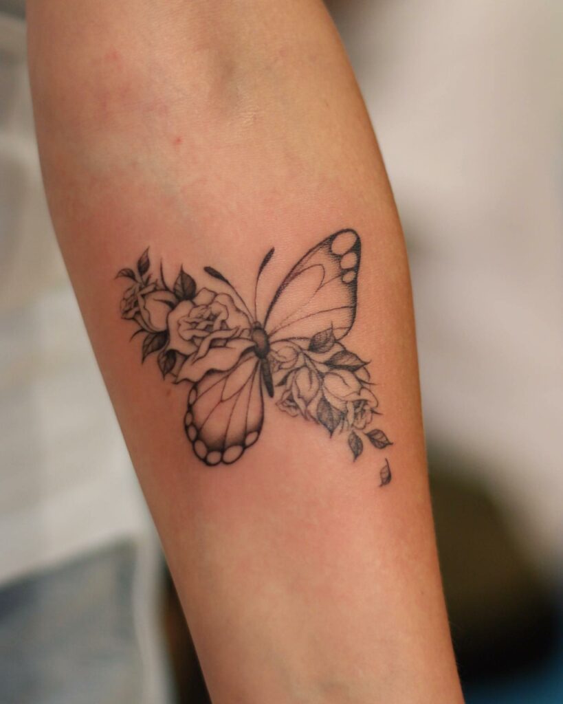 11+ Rose And Butterfly Tattoo Ideas That Will Blow Your Mind! 14 Half Butterfly And Half Rose Tattoo