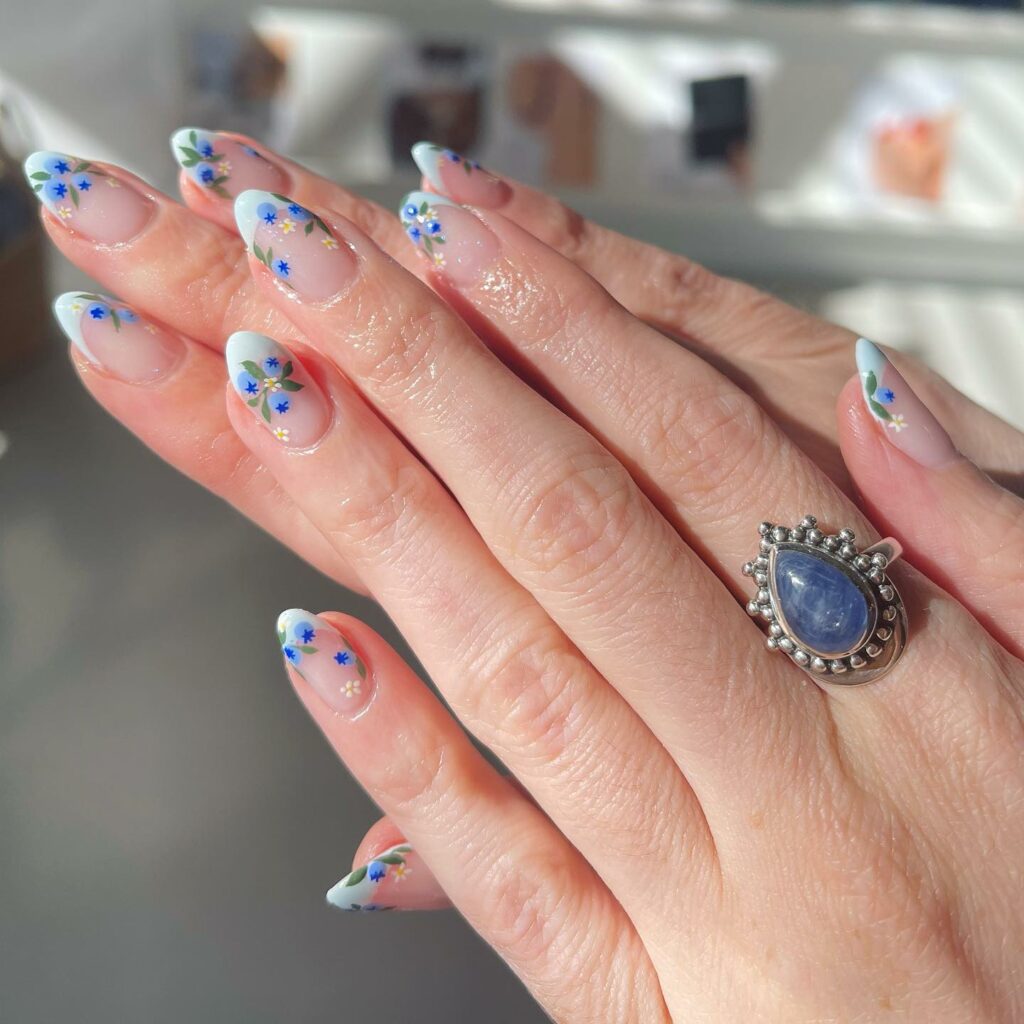 Experiment with 30 Stunning Blue Ombré Nails for 2024 20 Half-Moon