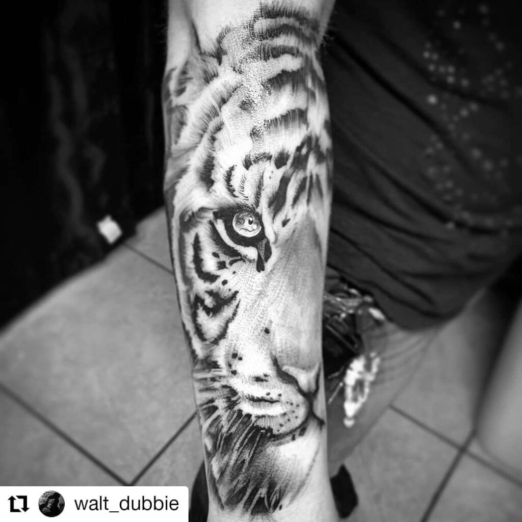 11+ Forearm Tiger Tattoo Ideas That Will Blow Your Mind! 13 Half Tiger Tattoos For Men