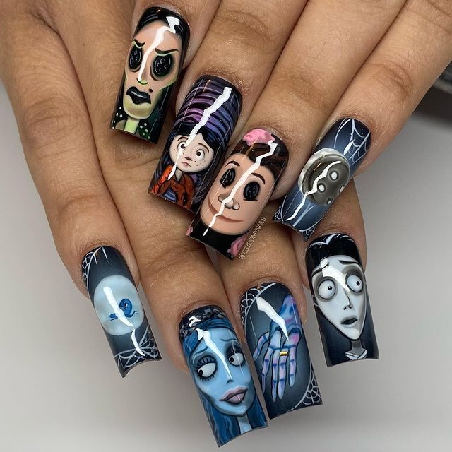 Enjoy 64 Cartoon Nails to Try in 2024 13 Halloween Cartoon Nails