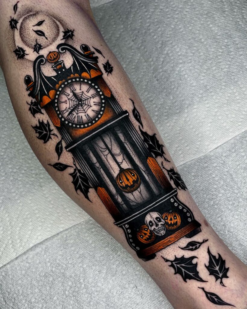 21+Clock Tattoo Ideas To Inspire You! 19 Halloween Clock Tattoo