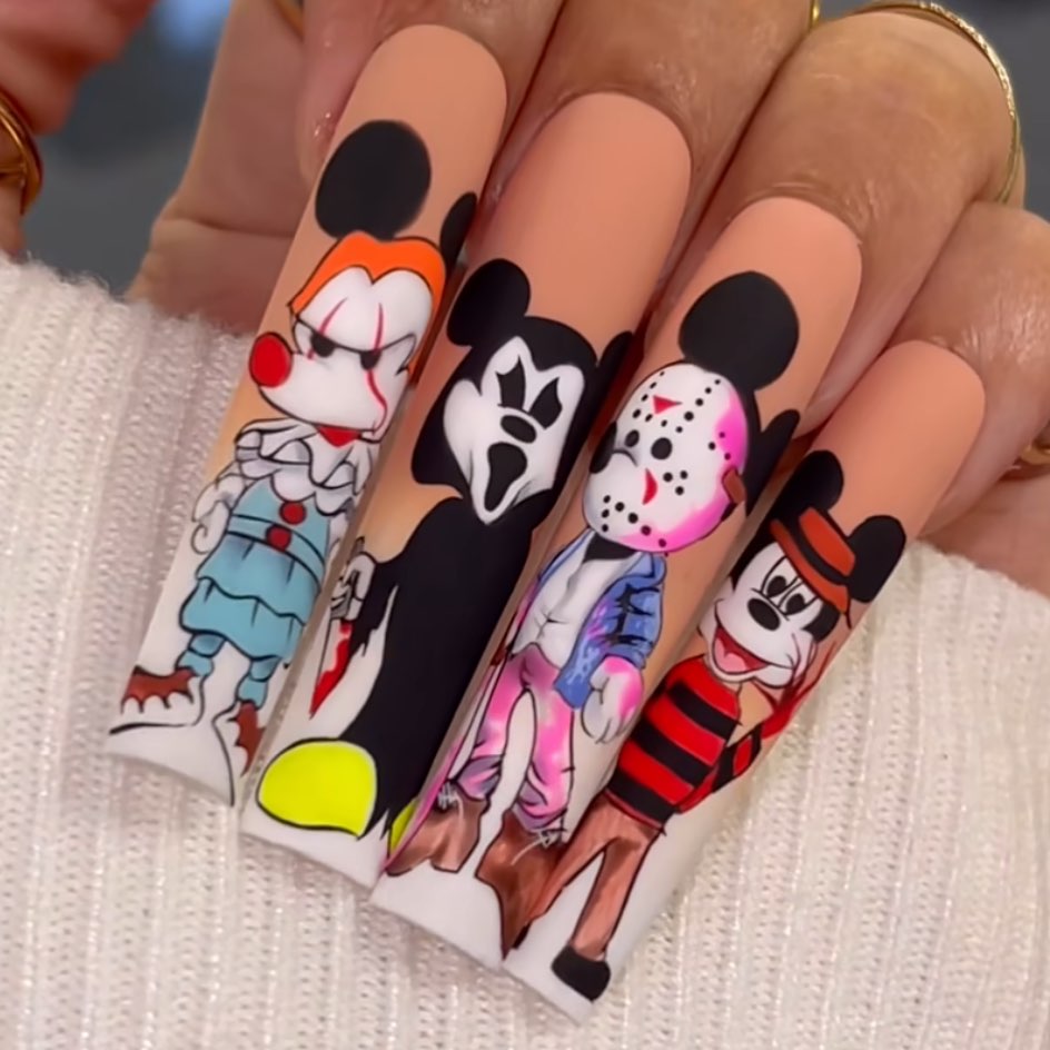 Add Whimsy with 35 Mickey Mouse Nail Designs in 2024 39 Halloween-Inspired Mickey Mouse Nails