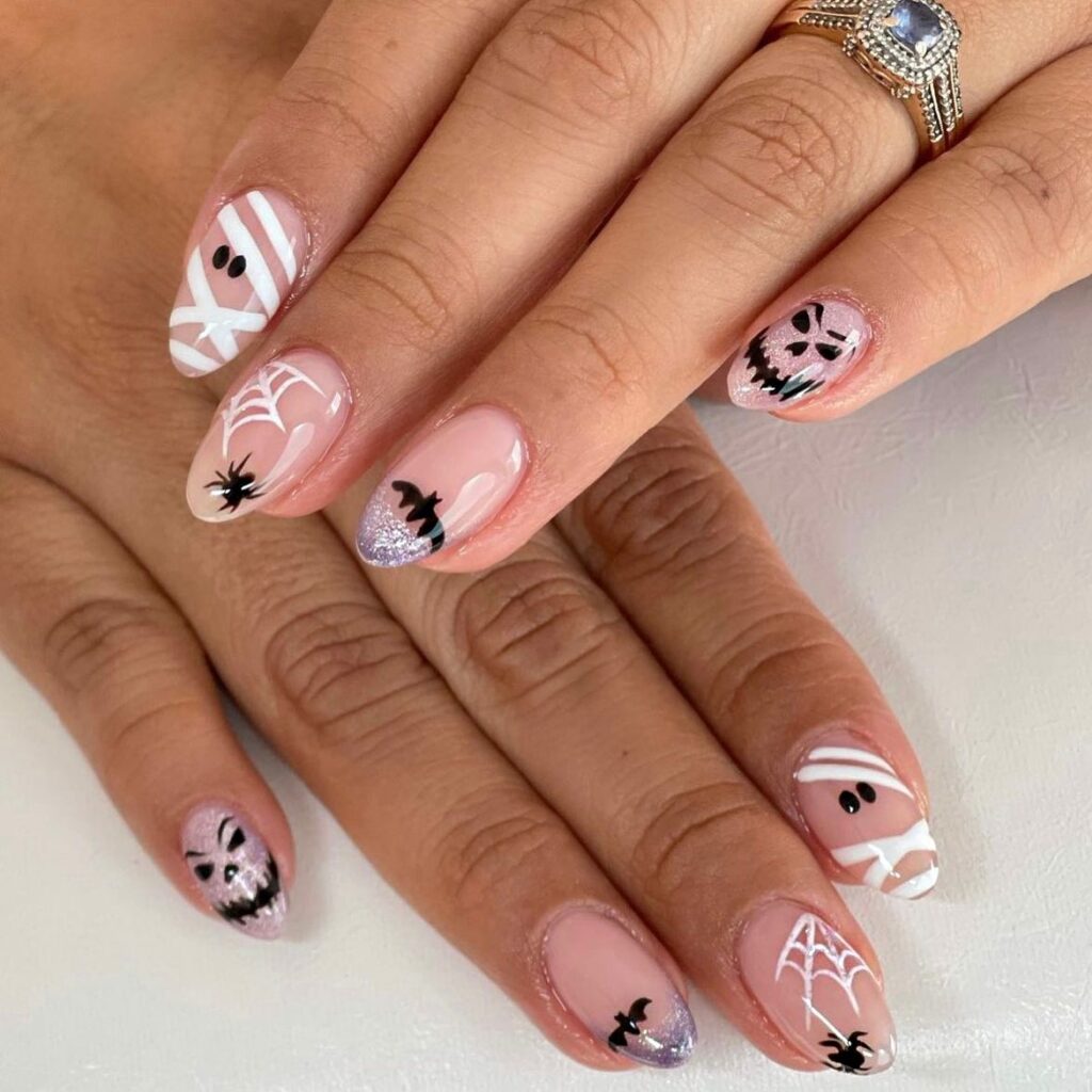 30 Latest Round Nail Designs To Try In 2024! 12 Halloween Round Nails