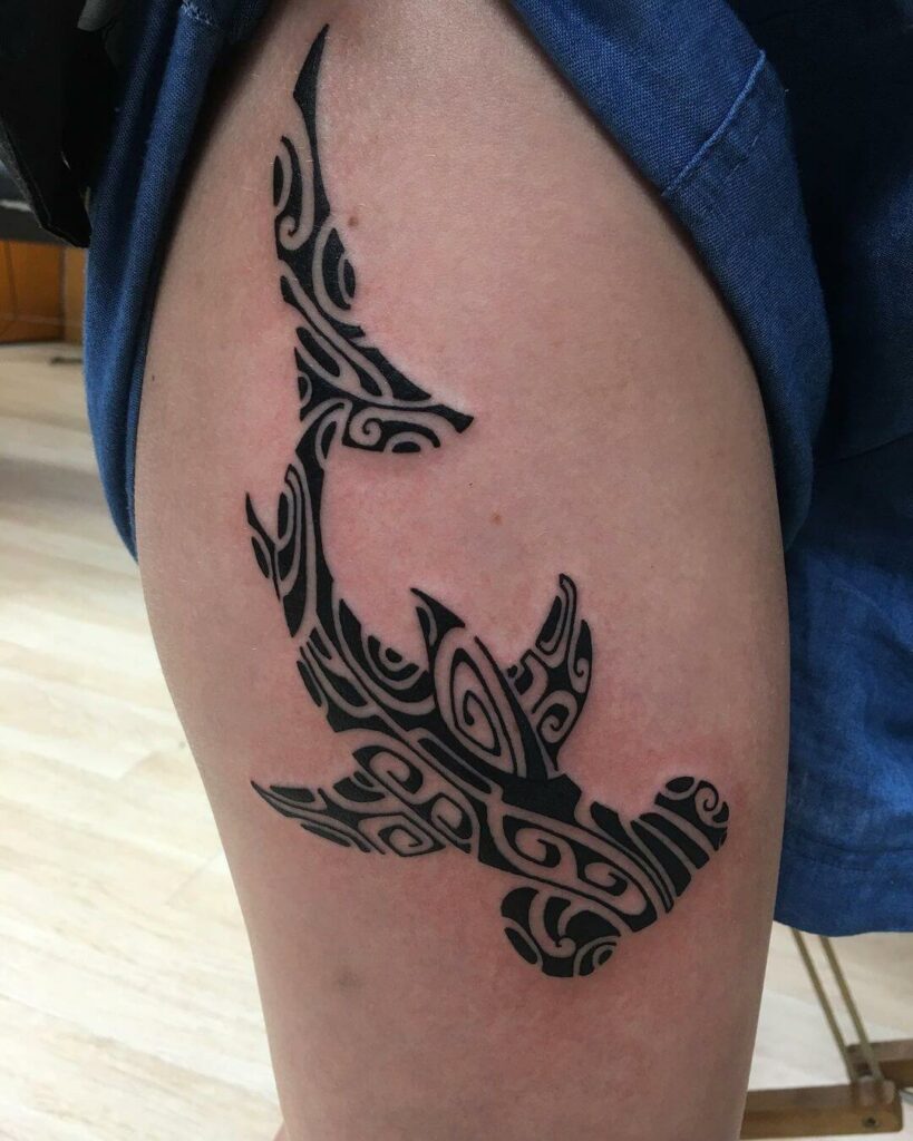 11+ Tribal Shark Tattoo Ideas You Have To See To Believe! 18 Hammerhead Shark Tattoo On Leg