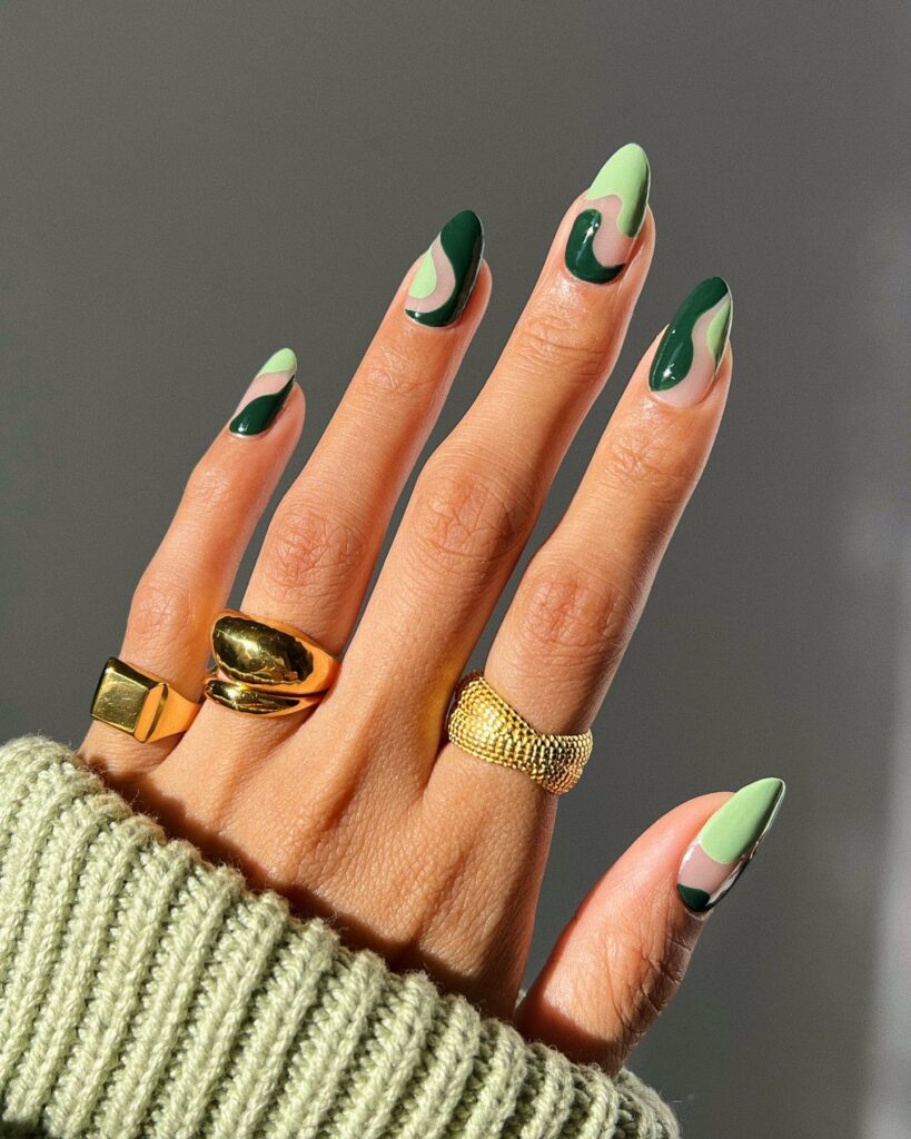 Explore 44 Olive Green Nail Designs in 2024 17 Olive Meets Abstract Artistry