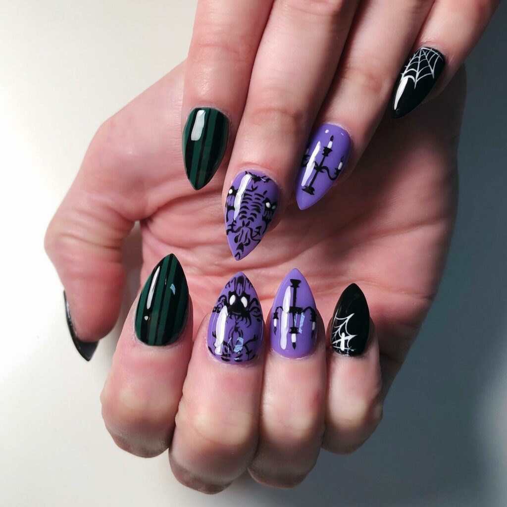 22 Latest Black And Purple Nail Ideas to Try in 2024! 30 Haunted Halloween