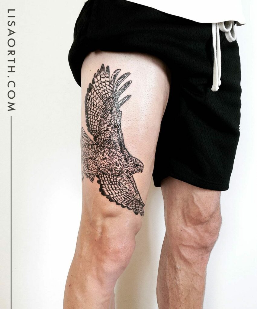 10+ Thigh Tattoo For Men Ideas That Will Blow Your Mind! 12 Hawk Thigh Tattoo For Men
