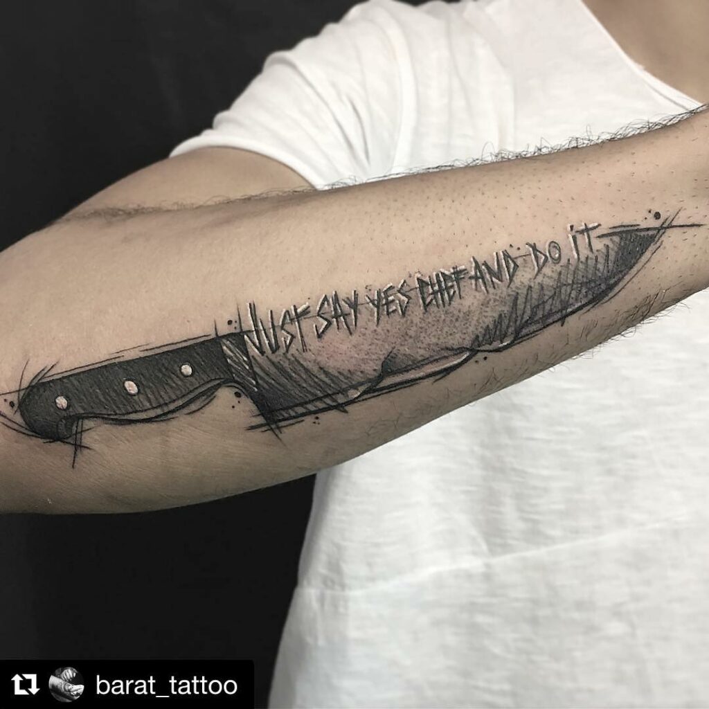12+ Knife Tattoo Ideas To Inspire You! 17 Head Chef Knife Tattoo