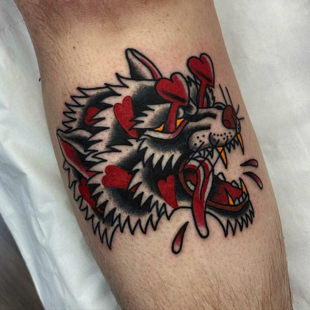 11+ Wolf Head Tattoo Ideas You Have To See To Believe! 13 Heart Eyes Wolf Head Tattoo