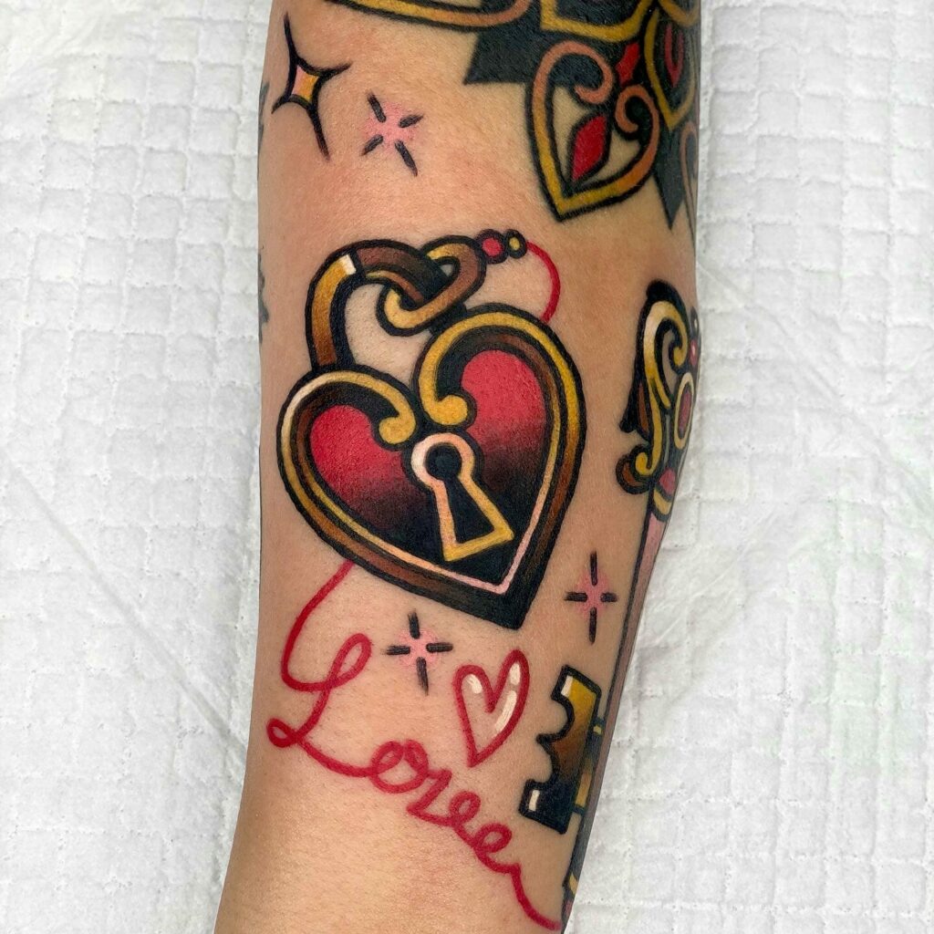 11+ Love Key Tattoo Ideas That Will Blow Your Mind! 19 Heart Lock Tattoo On The Arm