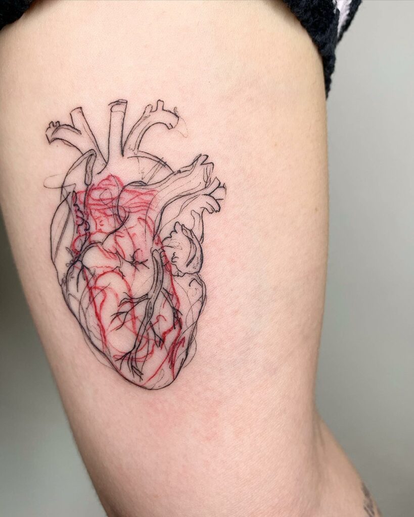 11+ Outline Tattoo Drawings Ideas That Will Blow Your Mind! 13 Heart Outline Tattoo In Red And Black Ink