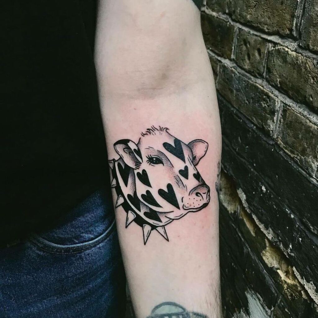 12+ Minimalist Cow Tattoo Ideas To Inspire You! 15 Heart Print Cow Tattoo