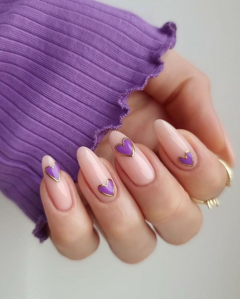 Sparkle with 35 Dark Purple Nails & Glitter in 2024 37 Heart-Shaped French Tips