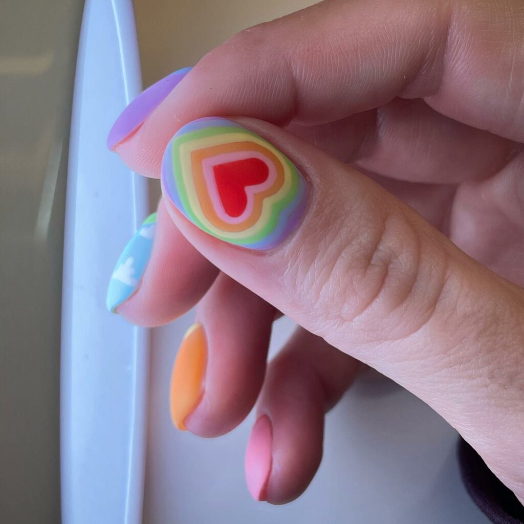 30 Latest Heart Nails Ideas To Try In 2024! 37 Heart pride nails