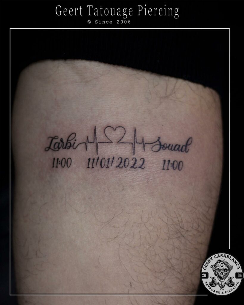 11+ Meaningful Heart Beat Tattoo Ideas That Will Blow Your Mind! 14 Heartbeat Tattoo With Names